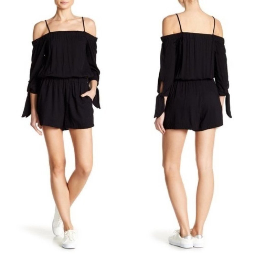 Splendid Black Off The Shoulder Romper